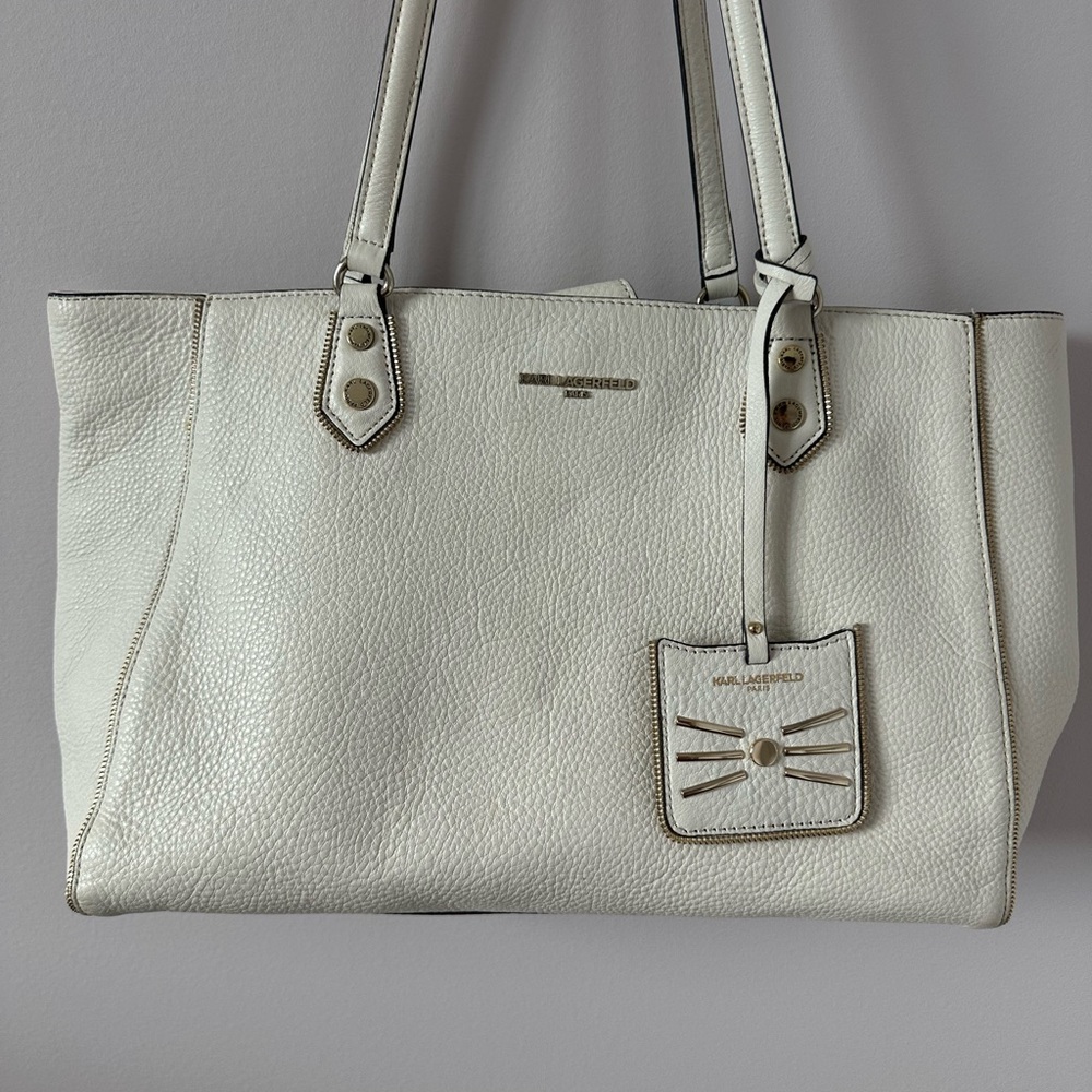 Karl Lagerfeld white leather tote bag